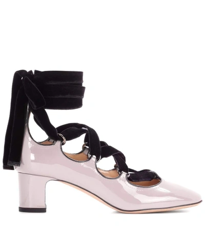 Shop Valentino Lace-up Patent Leather Pumps In Pink