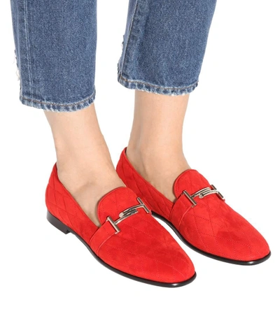 Shop Tod's Double T Suede Loafers