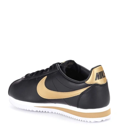 Shop Nike Classic Cortez Leather Sneakers In Llack