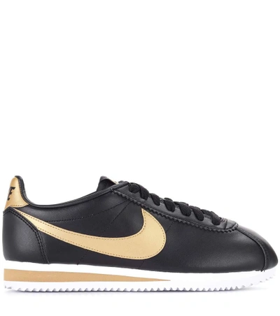 Shop Nike Classic Cortez Leather Sneakers In Llack