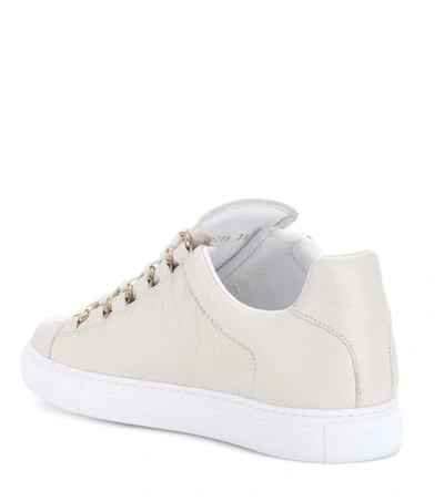 Shop Balenciaga Arena Leather Sneakers In White