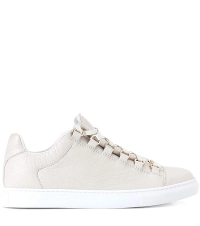 Shop Balenciaga Arena Leather Sneakers In White