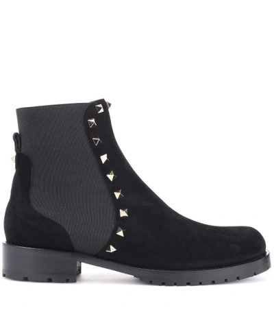Shop Valentino Suede Ankle Boots In Black