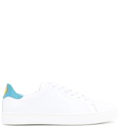 Shop Anya Hindmarch Wink Leather Sneakers In White