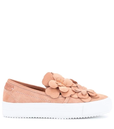Shop See By Chloé Suede Slip-on Sneakers In Cipria