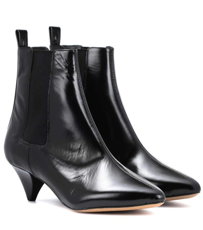 Shop Isabel Marant Dawell Leather Ankle Boots In Black