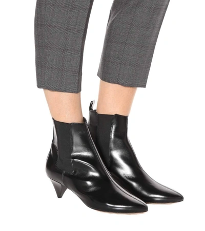 Shop Isabel Marant Dawell Leather Ankle Boots In Black