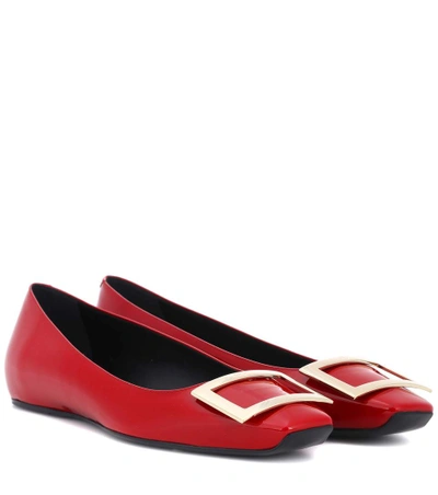 Roger Vivier Quadrata Trompette Patent Ballet Flats In Red