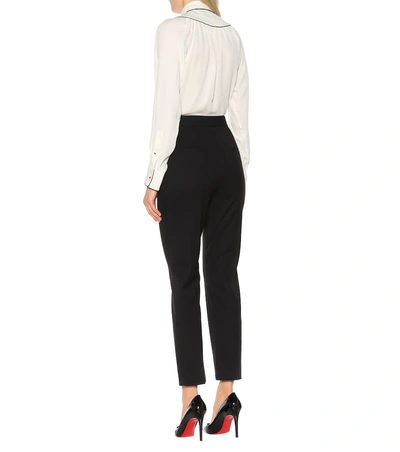 Shop Dolce & Gabbana High-waisted Wool Trousers In Black