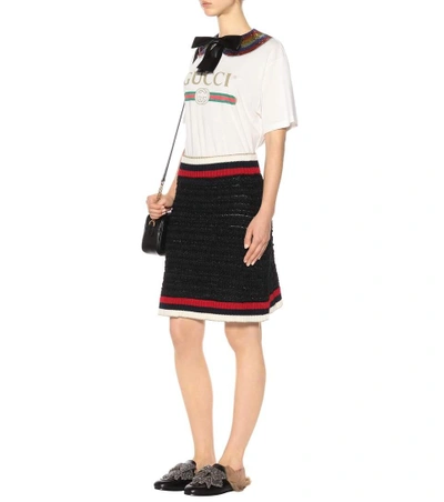 Shop Gucci Cotton-blend Skirt In Black