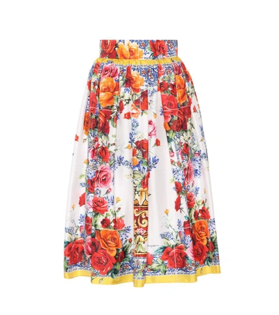 Shop Dolce & Gabbana Printed Silk Skirt In Multicoloured