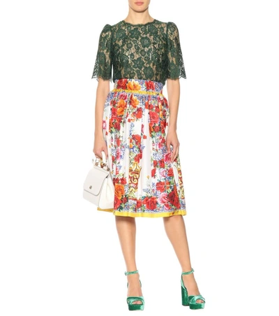 Shop Dolce & Gabbana Printed Silk Skirt In Multicoloured