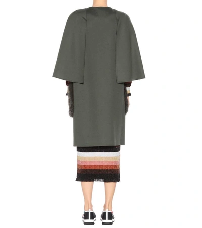 Shop Fendi Wool And Fur Coat In Llacktea
