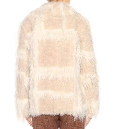 Shop Helmut Lang Faux-fur Coat In Chalk Cream