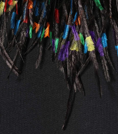 Shop Christopher Kane Feather-embellished Cotton Sweatshirt In Llack