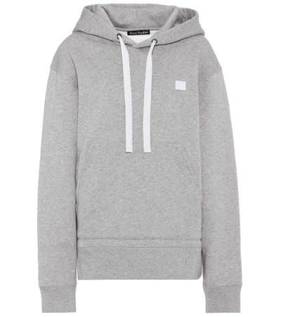 Shop Acne Studios Face Oversized Cotton Hoodie In Grey