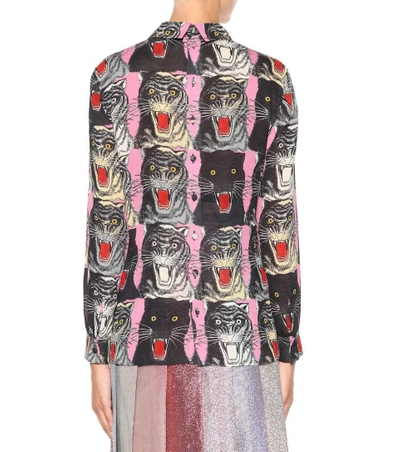Shop Gucci Cat-printed Top In Multicoloured