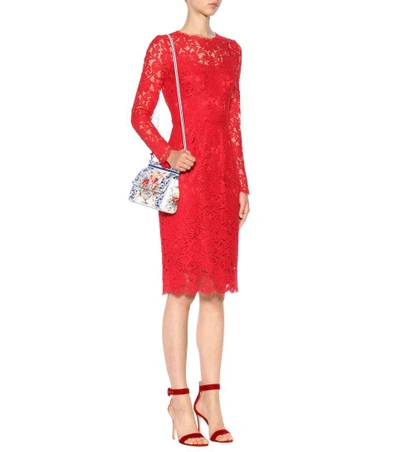 Shop Dolce & Gabbana Lace Dress In Lright Red