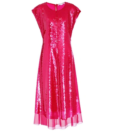 Stella Mccartney Addison Sequin Midi Dress In Pink