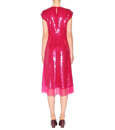 Shop Stella Mccartney Sequinned Silk Dress In Pink