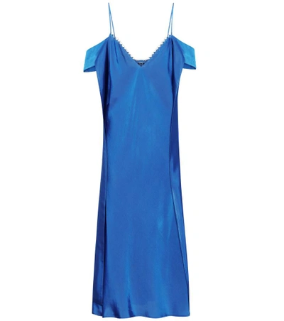 Ellery Affair Cold-shoulder Twill Slip Dress In Blue