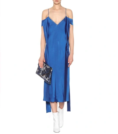 Shop Ellery Affair Satin Dress In Blue