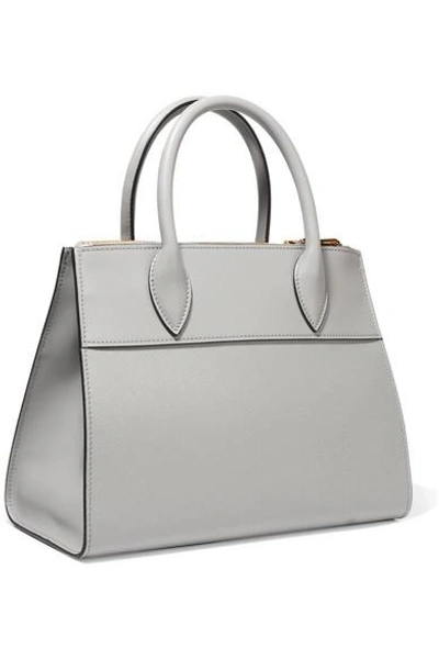 Shop Prada Paradigme Medium Leather Tote In Gray