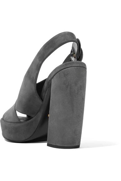 Shop Prada Suede Platform Sandals In Anthracite