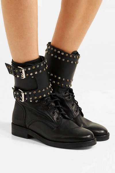 Shop Isabel Marant Teylon Studded Leather Ankle Boots In Black