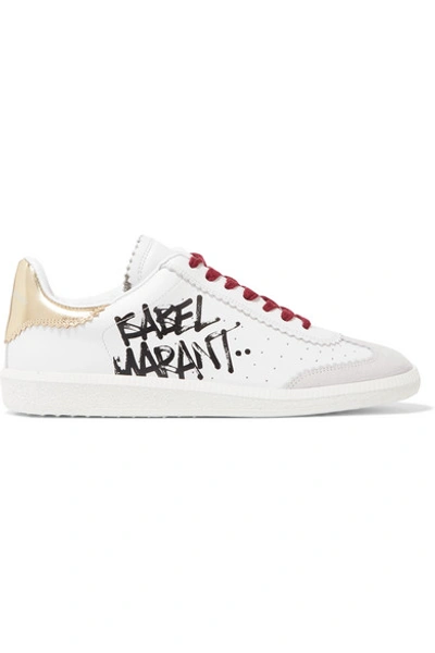 Shop Isabel Marant Bryce Printed Leather And Suede Sneakers
