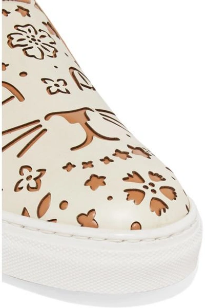 Shop Charlotte Olympia Cool Cats Laser-cut Leather Sneakers