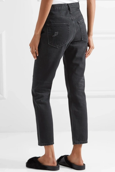 Shop Vince Distressed High-rise Straight-leg Jeans