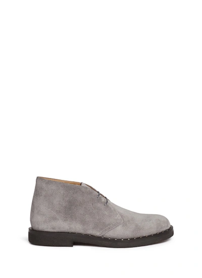 Valentino Garavani Rockstud Sole Suede Desert Boots In Grey