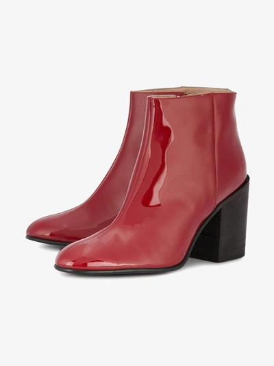 Acne Studios Beth Patent Leather Ankle Boots In Red | ModeSens