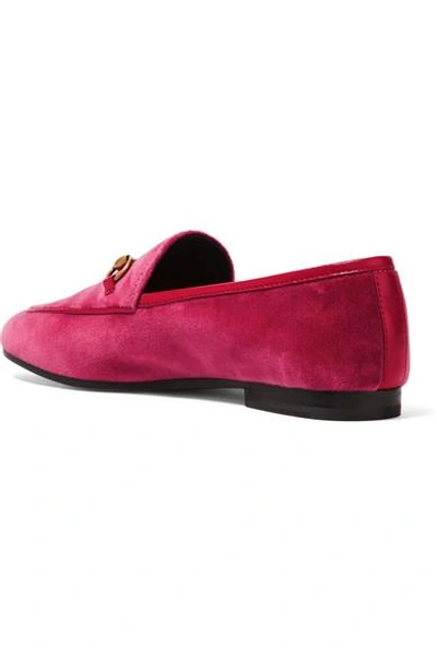 Shop Gucci Jordaan Horsebit-detailed Leather-trimmed Velvet Loafers