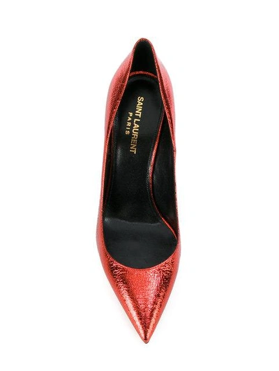 Shop Saint Laurent Metallic Pointed Pumps