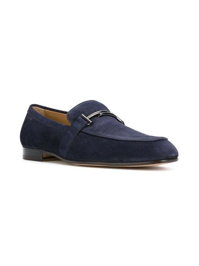 Shop Tod's Double T Loafers In Blue