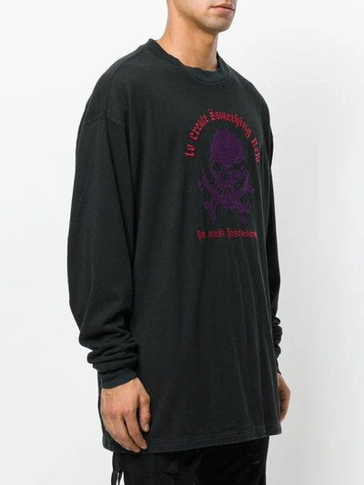 Shop Ben Taverniti Unravel Project Embroidered Skull Sweatshirt In Black