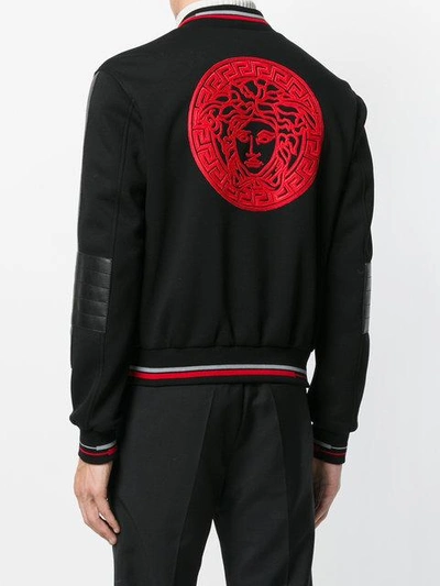 Shop Versace Medusa Applique Bomber Jacket In Black