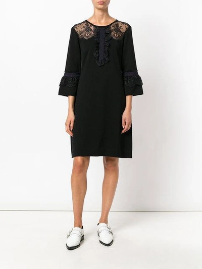 Shop Blumarine Lace Panel Dress - Black