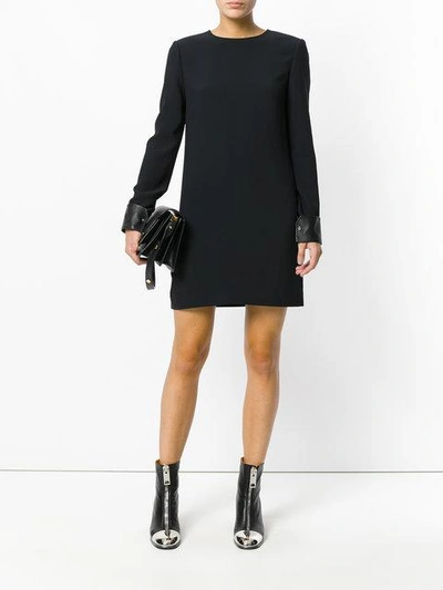 Shop Helmut Lang Leather Cuff Mini Dress In Black