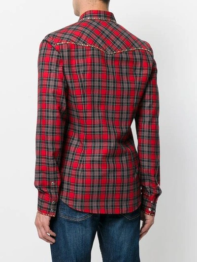 Shop Dolce & Gabbana Studded Western Checked Shirt - Red