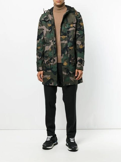 Valentino Insect-embroidered Camouflage-print Parka In Khaki Multi ...