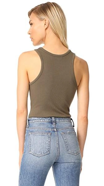 Shop Alexander Wang T Sleeveless Ribbed Bodysuit In Cargo