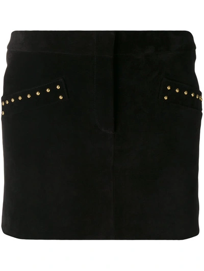 Saint Laurent Studded Suede Mini Skirt In Black