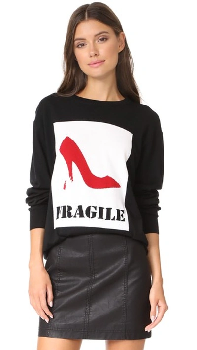 Shop Moschino Fragile Sweater In Black Multi