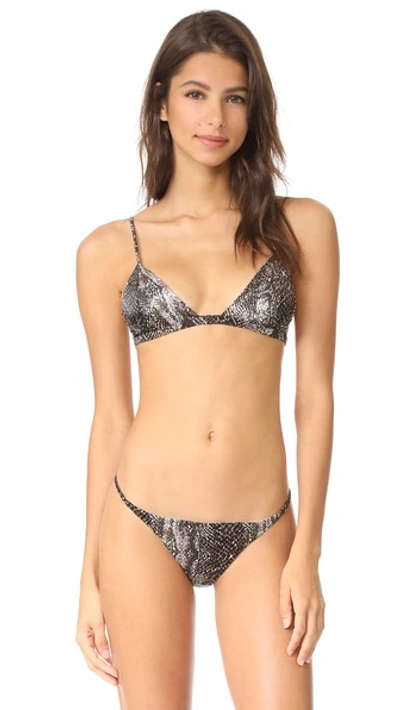 Fleur Du Mal Luxe Silk Triangle Bra In Python