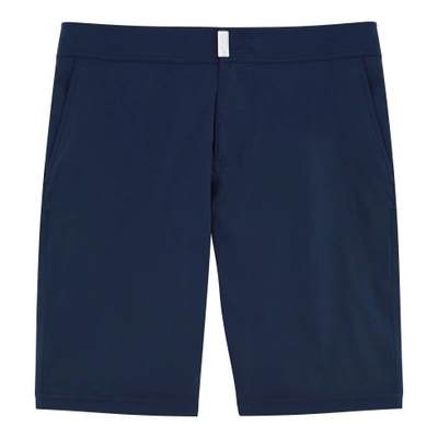 Vilebrequin Solid Superflex Long Fitted Cut Swim Shorts, Meia - Navy
