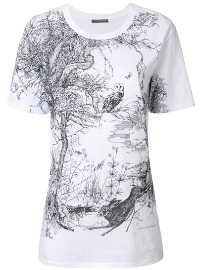 Alexander Mcqueen Woodland Print T-shirt In White