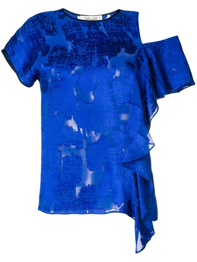 Diane Von Furstenberg Side Ruffle Shirt In Klein Blue/midnight